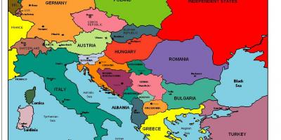 Mapa d'europa mostrant Albània