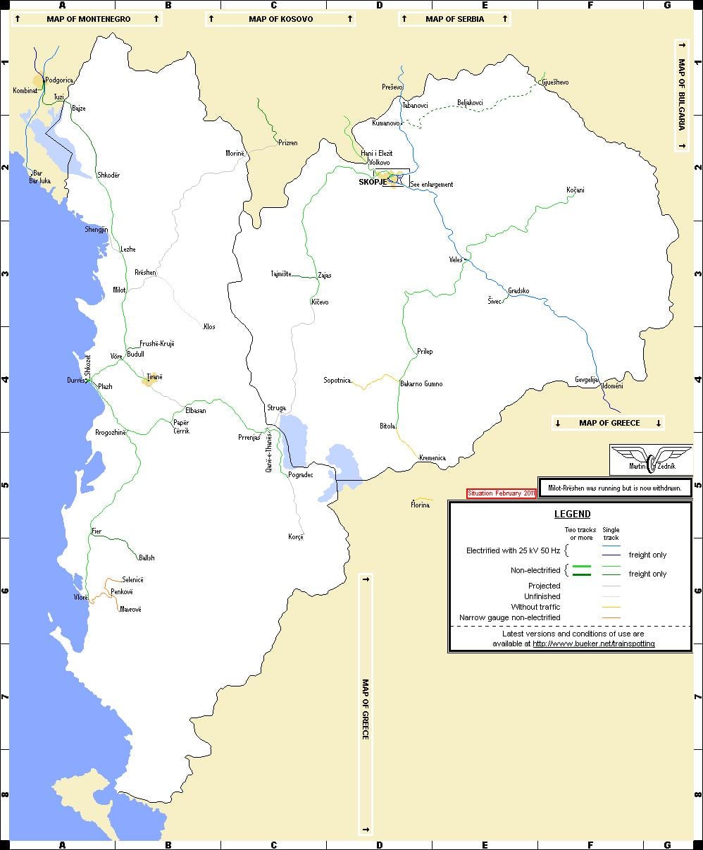 Albanès ferrocarrils mapa