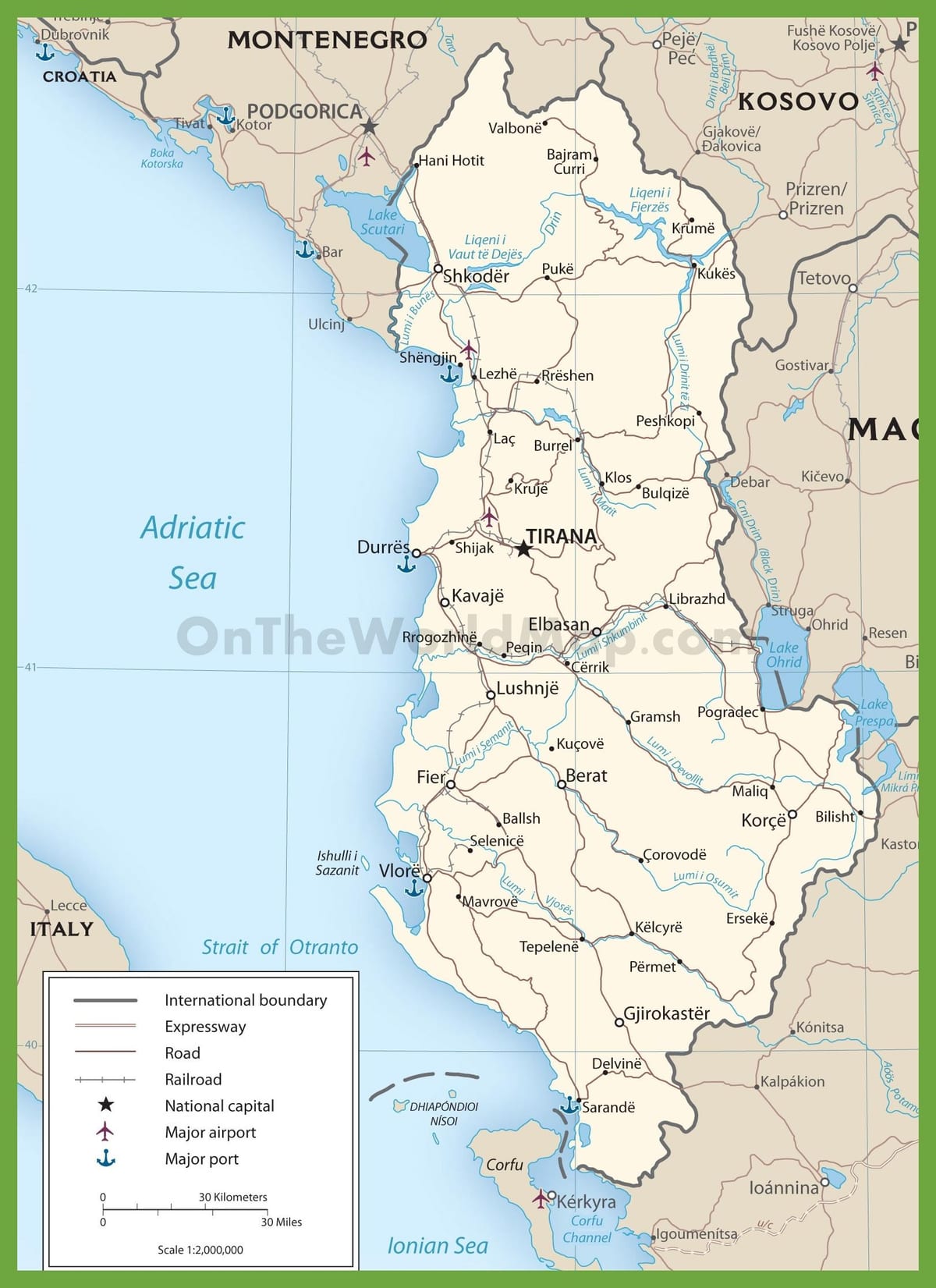 Albània carreteres mapa