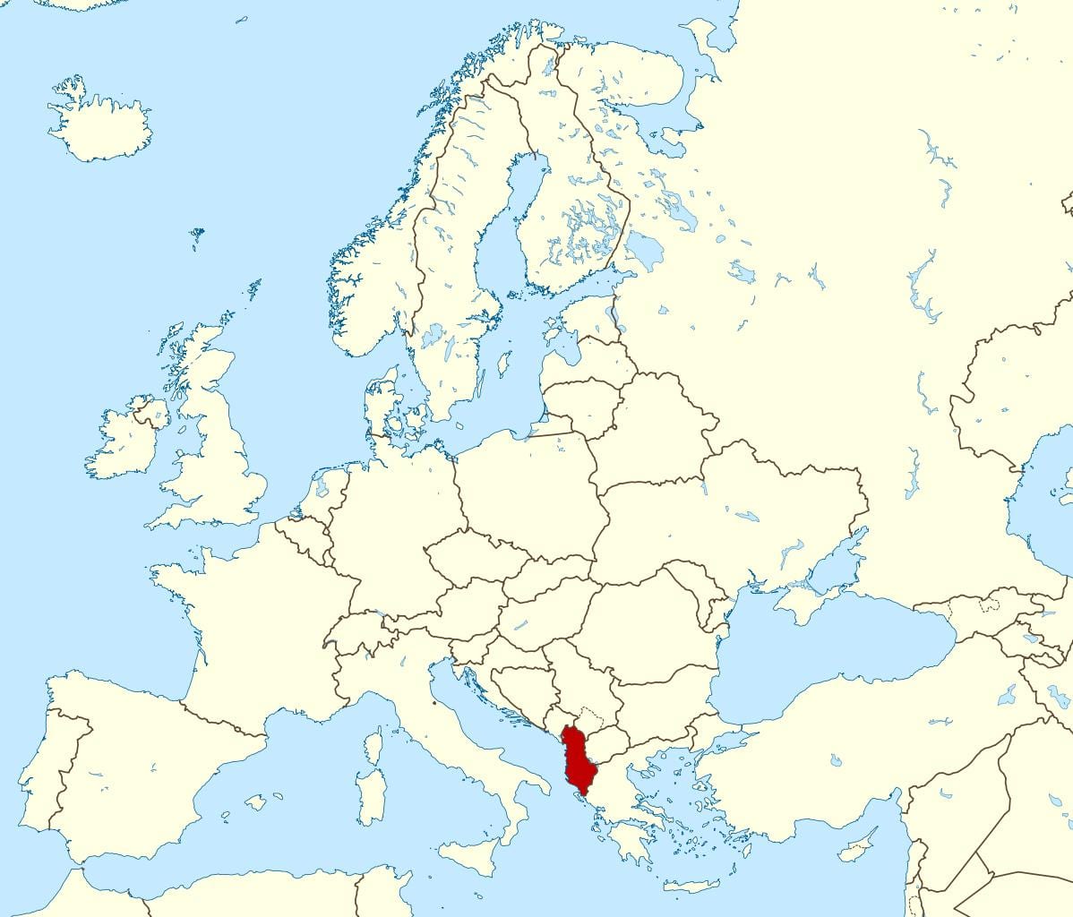 mapa d'Albània ubicació al món