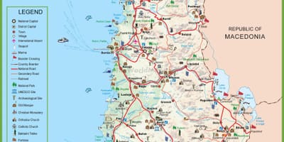 Mapa d'Albània turística