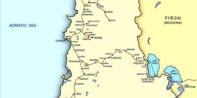 Mapa d'Albània tren